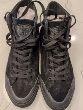 HUF x Thrasher Classic Hi Skategoat Black Suede Skate Shoes Mens Size 6 Vintage